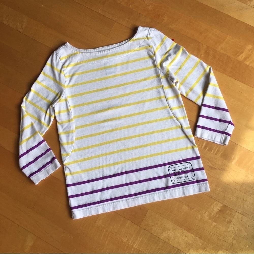 Marc by Marc Jacobs Striped, Three Quarter Sleeve Tee, Yellow, Purple, Size S - Picture 3 of 14